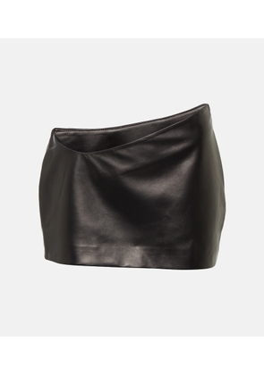 Monot Asymmetric leather miniskirt