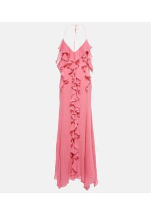 Blumarine Ruffle cotton and silk maxi dress