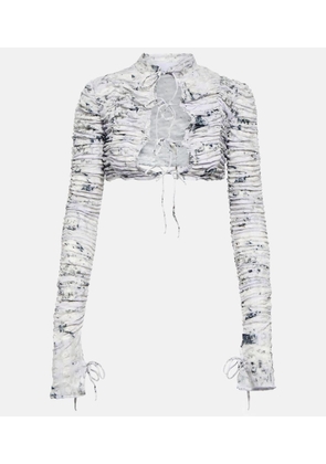 Roberta Einer Tie-front printed cropped cardigan