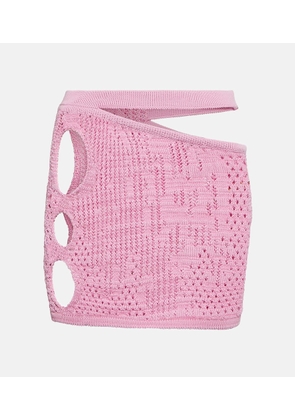 Roberta Einer Distressed cutout cotton-blend miniskirt