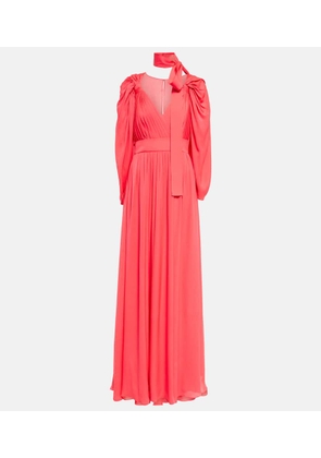 Elie Saab Pleated silk chiffon gown