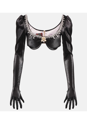 Miss Sohee Embellished bra top with gloves