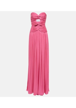 Costarellos Ambria gathered cutout gown