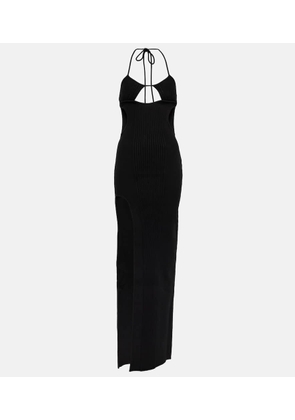 Off-White Cutout ribbed-knit gown