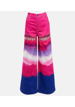 Area Embellished ombre wide-leg denim jeans