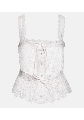 Veronica Beard Evert broderie anglaise cotton top