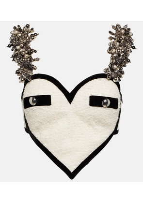 Area Heart embellished boucle crop top