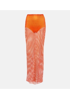 Giuseppe di Morabito Crystal-embellished mesh maxi skirt