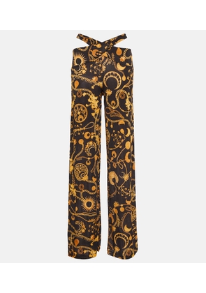 Marine Serre Cutout printed wide-leg pants