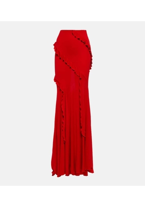 Blumarine Frill-trimmed jersey maxi skirt