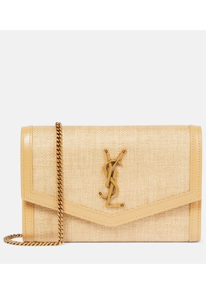 Saint Laurent Uptown raffia wallet on chain