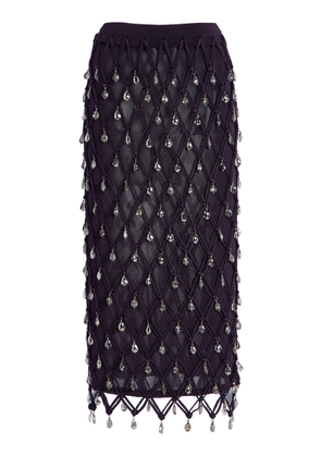 Carolina Herrera Jewel Macrame Midi Skirt - Moda Operandi