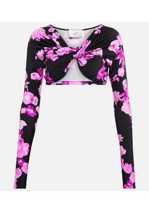 Coperni Floral cropped twisted jersey top