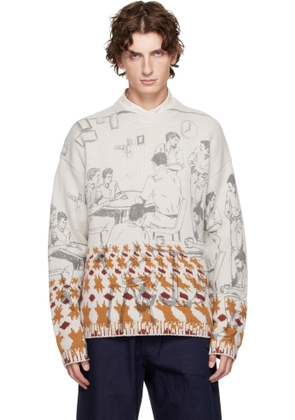 JW Anderson Gray Print Jacquard Sweater