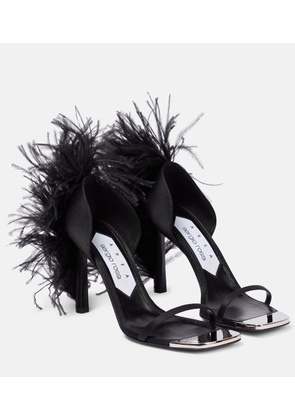Area x Sergio Rossi Amazona feather-trimmed sandals