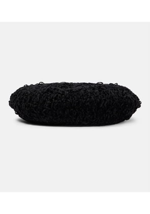 Ganni Embroidered crochet velvet beret