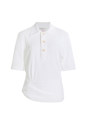 Victoria Beckham Twist Detail Cotton Polo Top - Moda Operandi