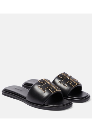 Tory Burch Double T leather slides