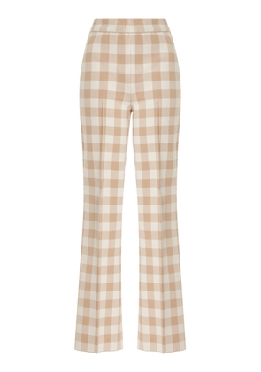High Sport Kick Gingham Stretch-Cotton Knit Cropped Flared Pants - Moda Operandi