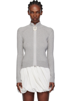 JW Anderson Gray Fitted Zip Up Sweater