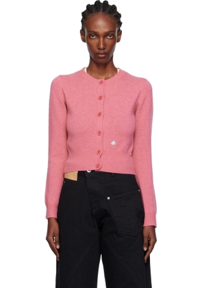 JW Anderson Pink Contrast Embroidery Cardigan