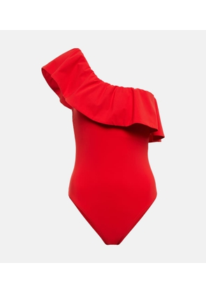 Karla Colletto Ruffle-trimmed one-shoulder swimsuit