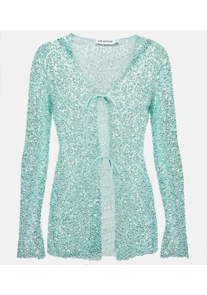 Self-Portrait Beaded tie-front cardigan