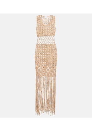 Anna Kosturova Fringe-trimmed crochet midi dress