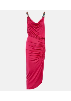 Veronica Beard Biava beaded ruched midi dress
