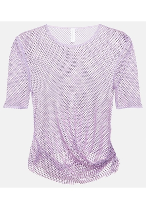 Simkhai Electra embellished mesh cropped top