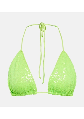 Norma Kamali Sequin-embellished bikini top