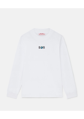 Stella McCartney - SOS Embroidered Long-Sleeve T-Shirt, , Size: L