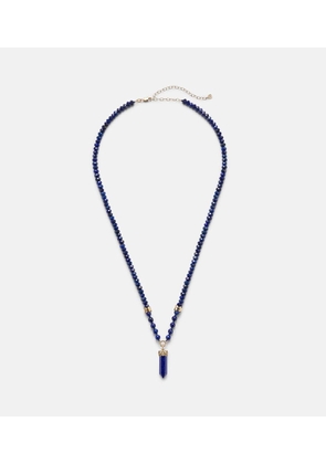 Sydney Evan 14kt gold beaded necklace with diamonds and lapis