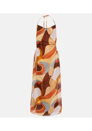 SIR Printed cotton and silk midi dress