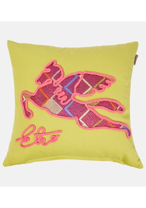 Etro Pegaso embroidered cotton cushion