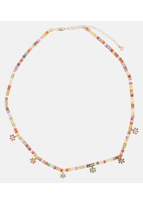 Sydney Evan Evil Eye 14kt gold beaded necklace with diamonds