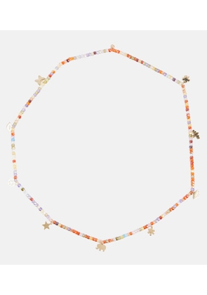 Sydney Evan 14kt gold beaded charm necklace with zircon
