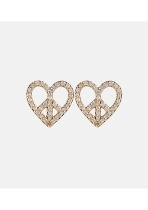 Sydney Evan Peace Heart 14kt gold earrings with diamonds
