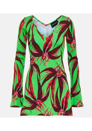 Louisa Ballou Printed ribbed-knit jersey minidress