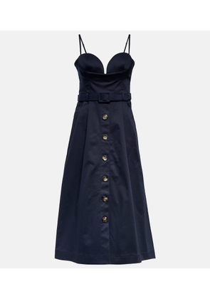 Carolina Herrera Belted cotton-blend midi dress