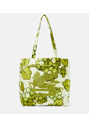 Etro Pegaso leather-trimmed tote bag