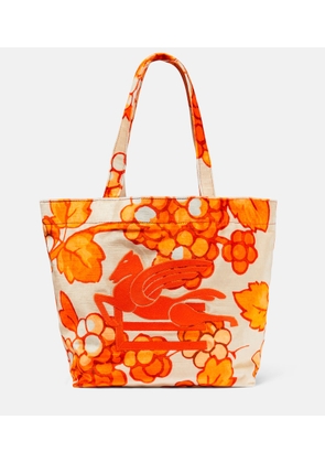 Etro Pegaso leather-trimmed tote bag