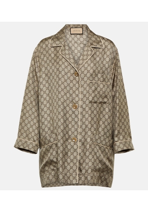 Gucci GG Supreme oversized silk shirt