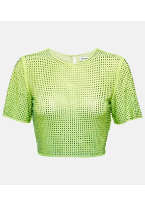 Self-Portrait Crystal-embellished crop top