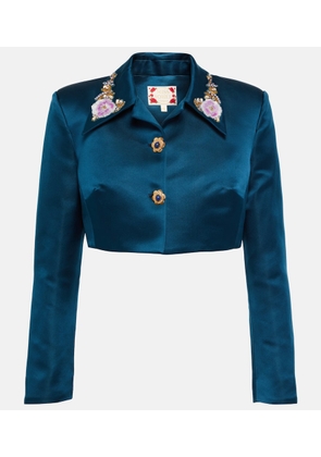 Miss Sohee Silk crop top with SwarovskiÂ® crystals