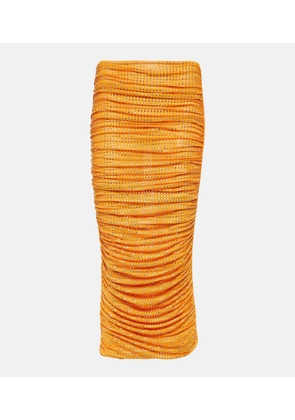 Self-Portrait Embellished ruched midi skirt