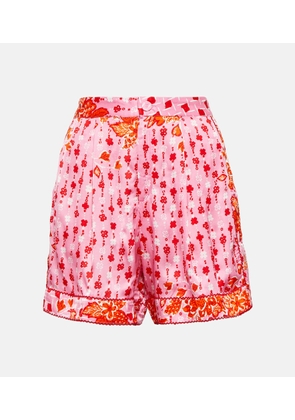 Poupette St Barth Isabelle floral satin shorts