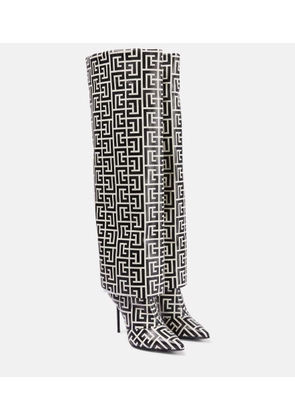 Balmain Ariel monogram knee-high boots