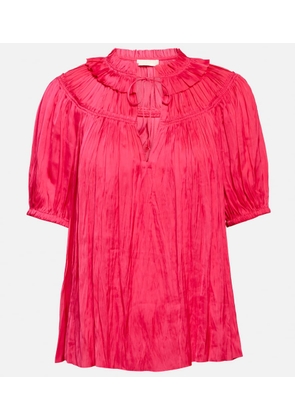 Ulla Johnson Eleni plisseÌ satin top