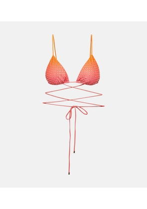 Self-Portrait Embellished bikini top